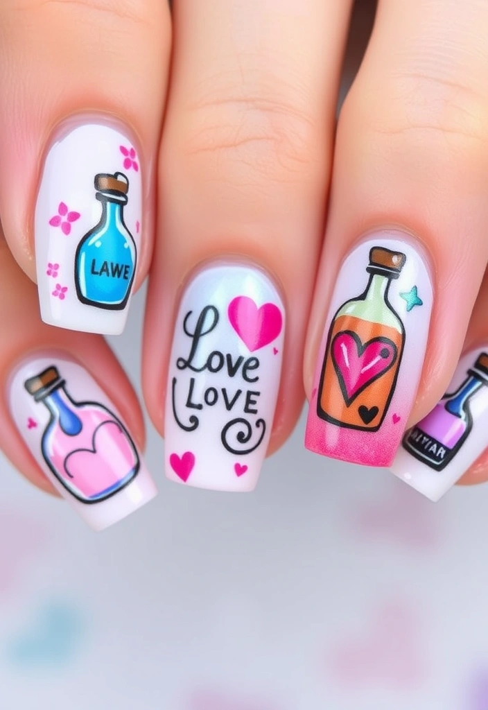 25 Stunning Valentine's Day Nails That Will Make You Swoon (You Won't Believe #10!) - 11. Love Potion Bottles