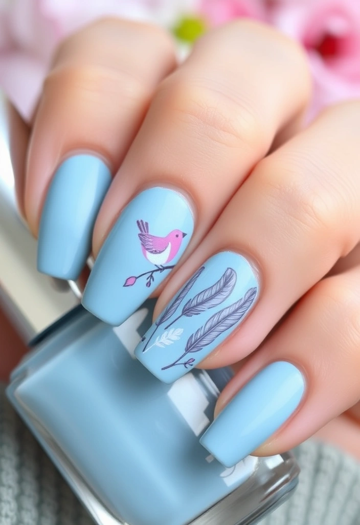 25 Stunning Valentine's Day Nails That Will Make You Swoon (You Won't Believe #10!) - 9. Love Birds and Feathers