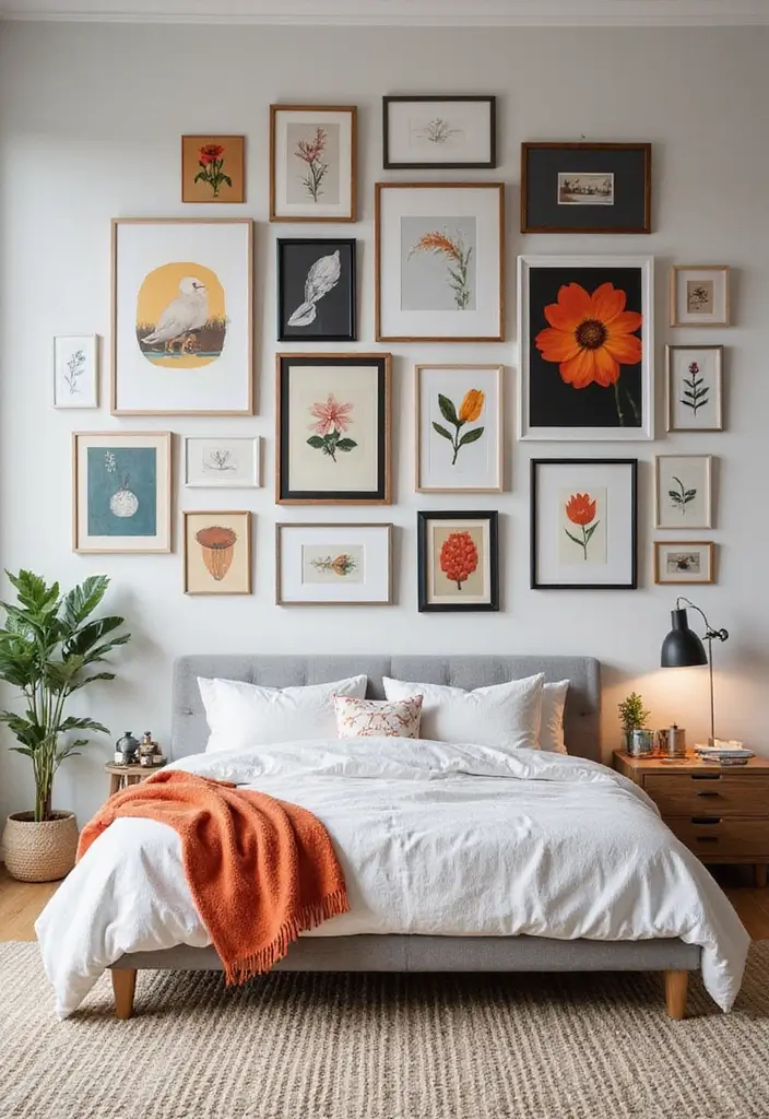 20 Colorful Bedroom Themes That Will Make You Feel Alive Every Morning! - 13. Colorful Gallery Wall