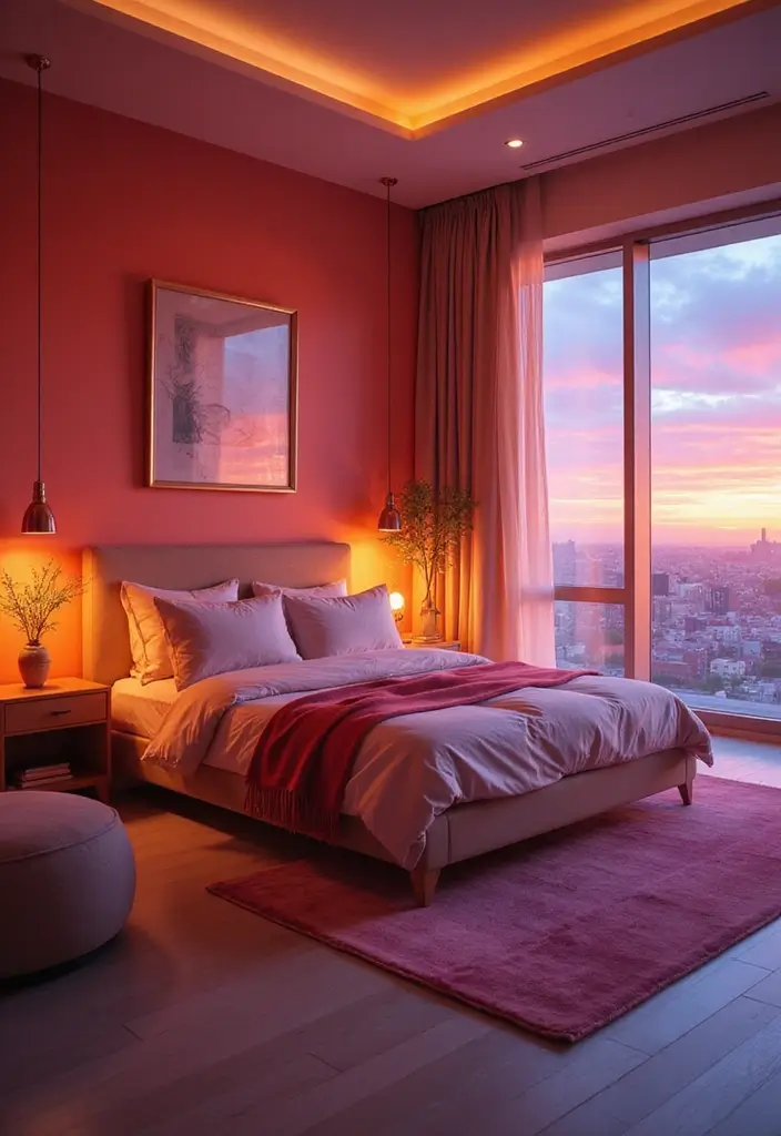 20 Colorful Bedroom Themes That Will Make You Feel Alive Every Morning! - 17. Stunning Sunset Hues