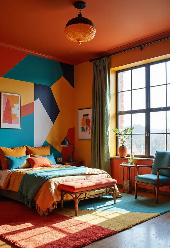 20 Colorful Bedroom Themes That Will Make You Feel Alive Every Morning! - 9. Bold Geometrics