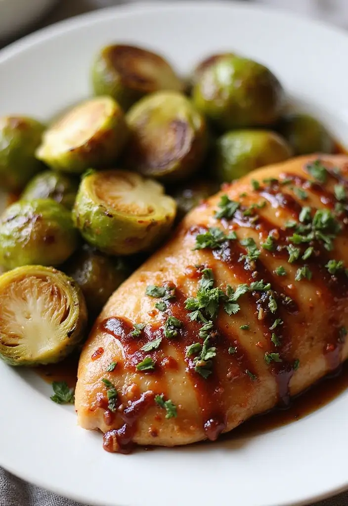 20 Healthy Dinner Ideas That Taste Amazing (Wait Until You Try #12!) - 17. Balsamic Chicken with Brussels Sprouts