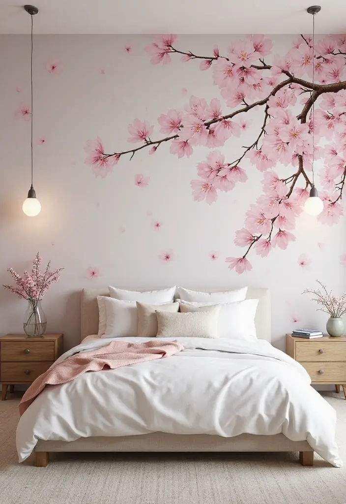 25 Stunning Floral Wallpaper Ideas That'll Transform Your Space into a Garden Paradise! - 13. Delicate Cherry Blossoms