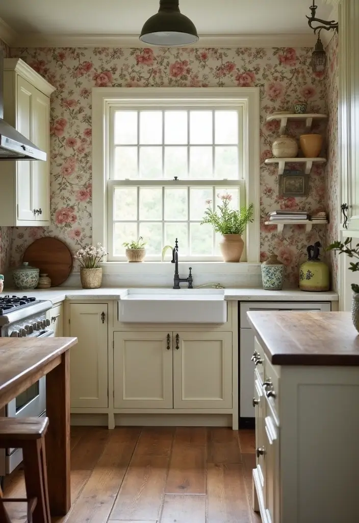 25 Stunning Floral Wallpaper Ideas That'll Transform Your Space into a Garden Paradise! - 18. Rustic Floral Farmhouse