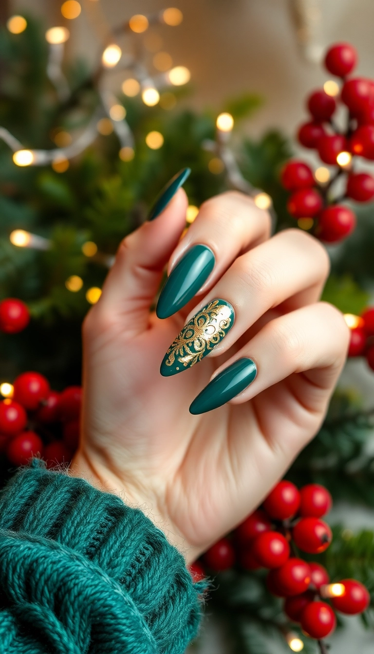 10 Trendy Christmas Nail Colors You Can't Miss This Holiday Season! - 2. Emerald Green Elegance