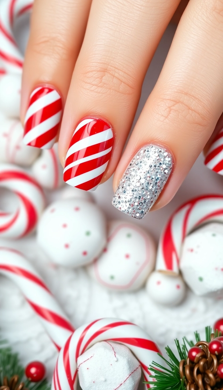 10 Trendy Christmas Nail Colors You Can't Miss This Holiday Season! - 7. Bright Candy Cane Stripes