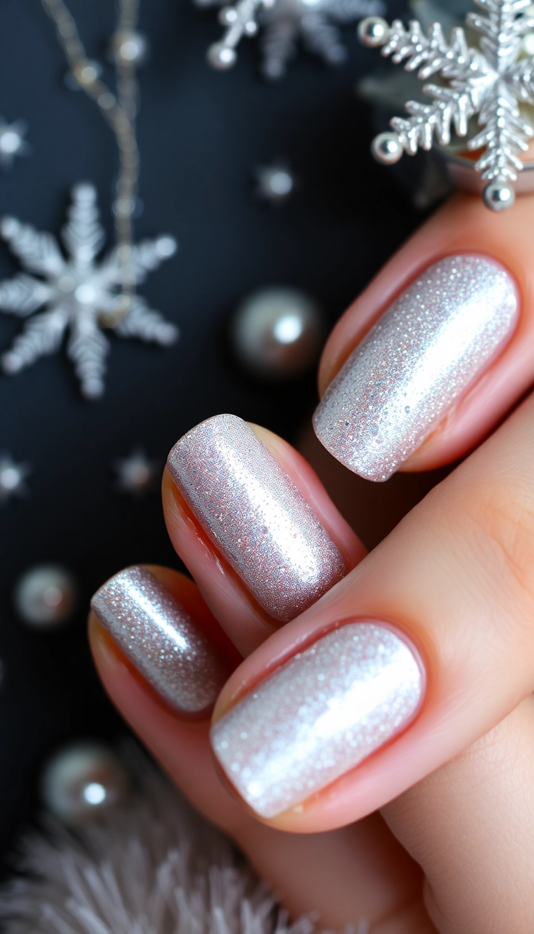 10 Trendy Christmas Nail Colors You Can't Miss This Holiday Season! - 8. Silver Shimmering Nights