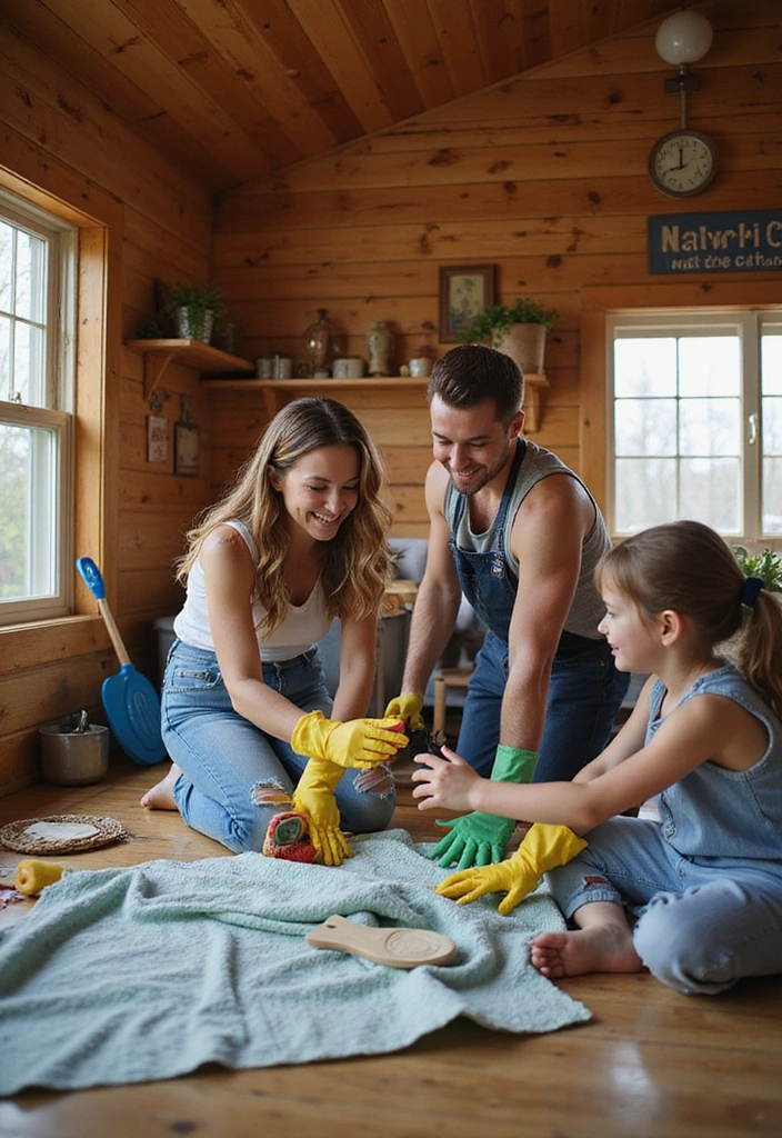 14 Family-Friendly Cabin Weekend Ideas That'll Bring Everyone Together (Don't Miss #5!) - 14. Cabin Cleanup Party