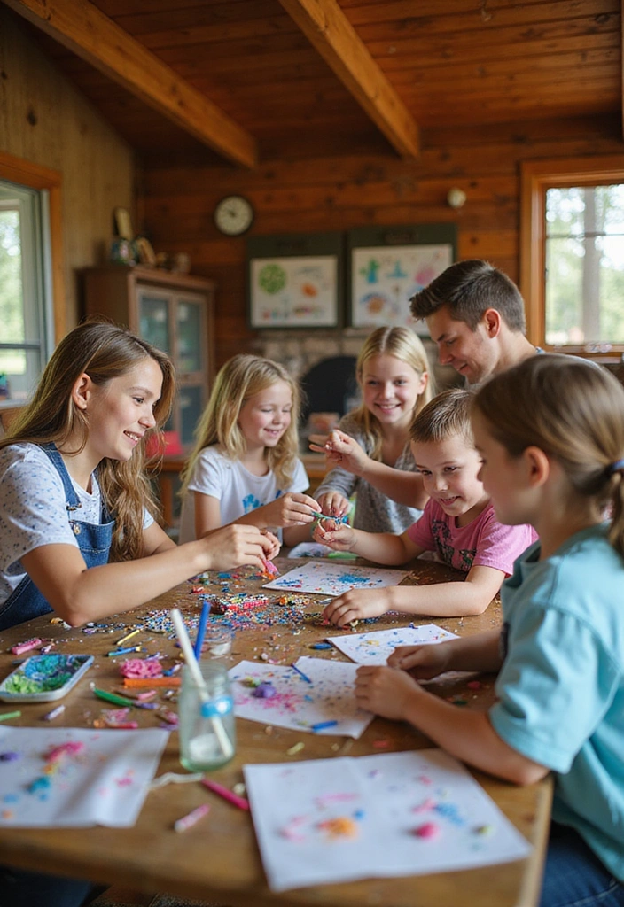 14 Family-Friendly Cabin Weekend Ideas That'll Bring Everyone Together (Don't Miss #5!) - 7. Crafting Corner