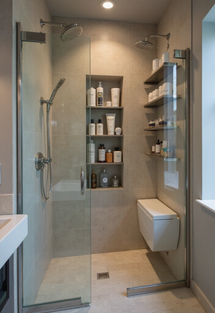 14 Luxury Bathroom Decor Ideas Under $500 (You'll Want #7!) - 11. Elegant Shower Shelves
