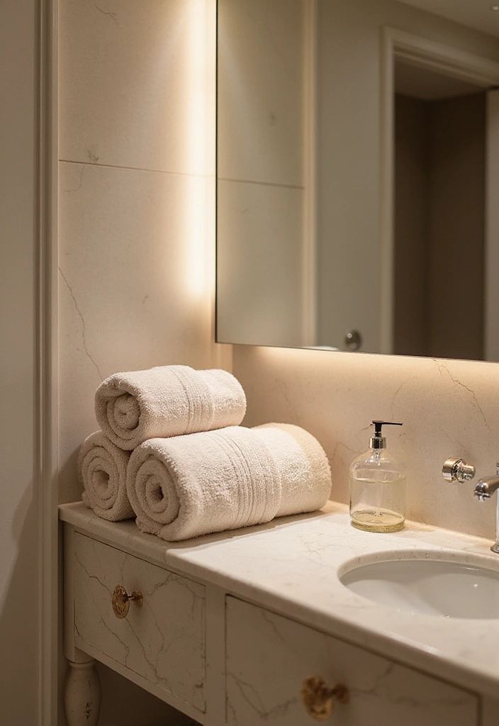 14 Luxury Bathroom Decor Ideas Under $500 (You'll Want #7!) - 14. Beautifully Folded Towels