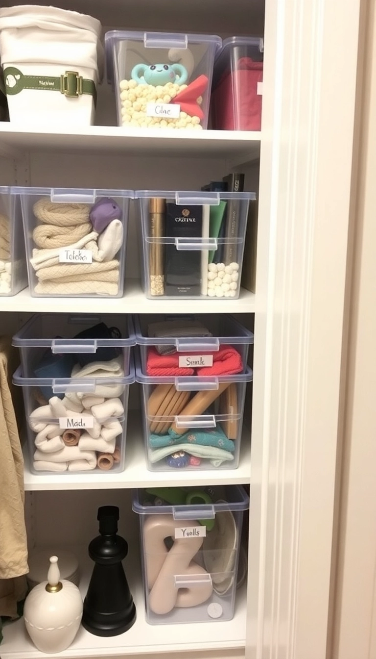 15 Closet Organization Tricks That'll Maximize Your Storage Space (You Won't Believe #7!) - 4. Use Clear Bins for Visibility