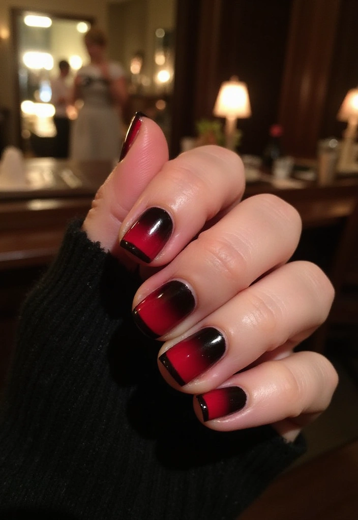16 Gorgeous Ombre Spring Nail Ideas You Can’t Miss! - 10. Bold Red to Black Ombre