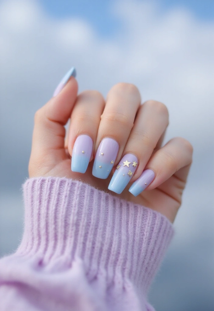 16 Gorgeous Ombre Spring Nail Ideas You Can’t Miss! - 11. Light Blue to Lavender Ombre