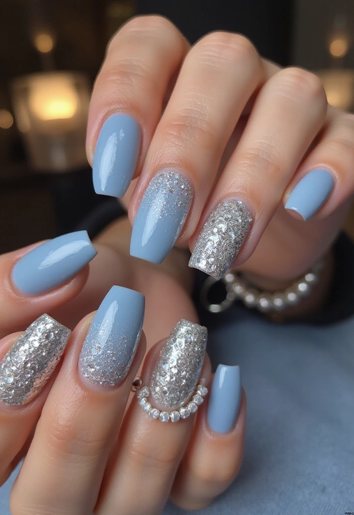 16 Gorgeous Ombre Spring Nail Ideas You Can’t Miss! - 14. Silver to Blue Ombre