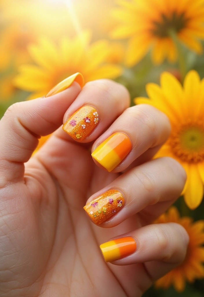 16 Gorgeous Ombre Spring Nail Ideas You Can’t Miss! - 15. Bright Orange to Yellow Ombre