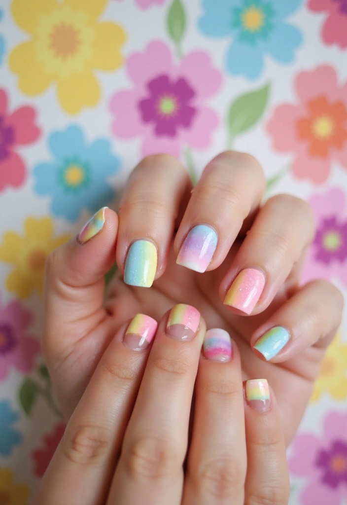 16 Gorgeous Ombre Spring Nail Ideas You Can’t Miss! - 9. Pastel Rainbow Ombre