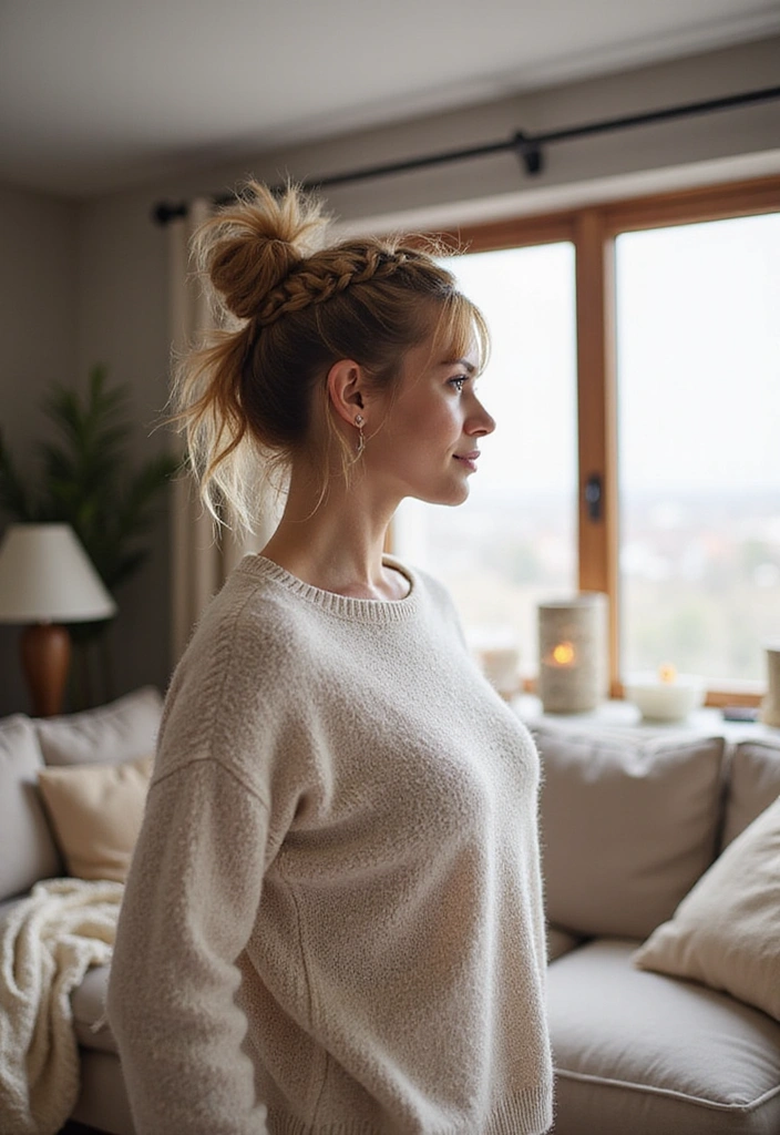 17 Everyday Winter Braids That Are Perfect for Any Occasion (You’ll Want to Try #12!) - 7. Messy Bun Braid