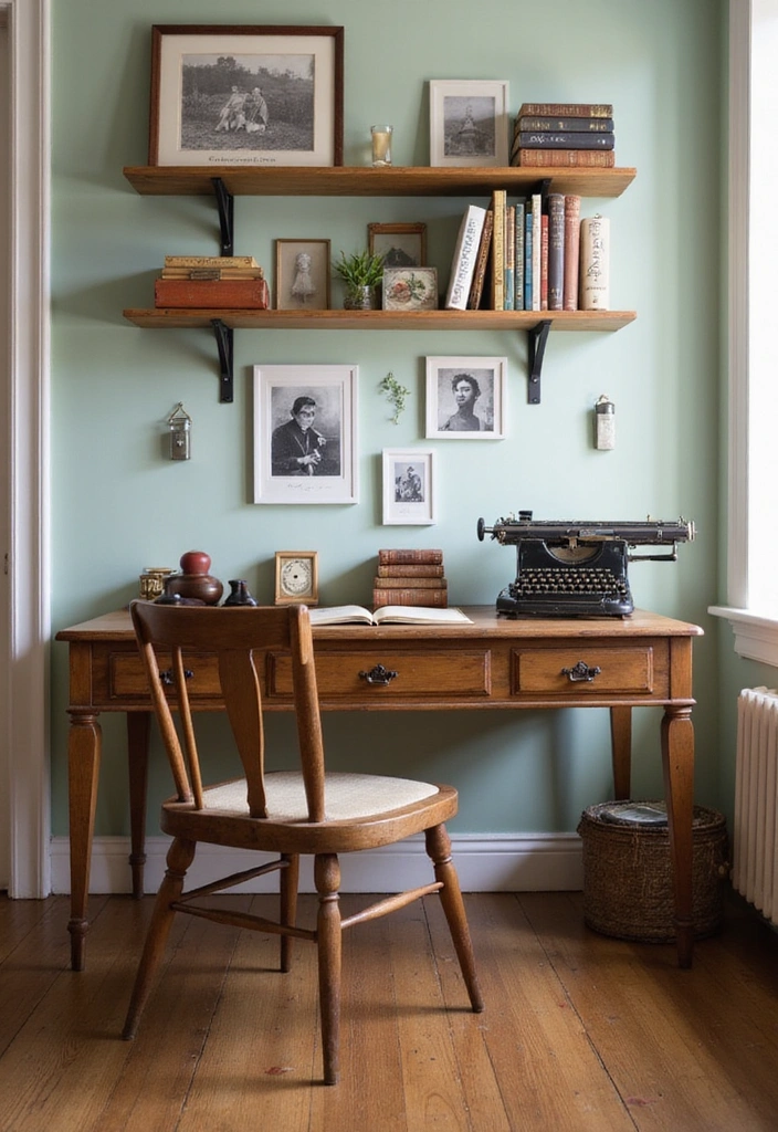 18 Stylish Home Office Setups That'll Skyrocket Your Productivity and Style! - 6. Vintage Charm