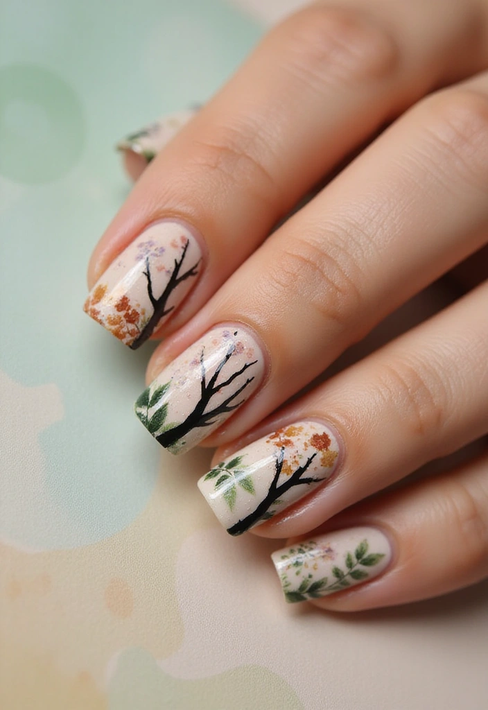20 Vibrant Spring Nail Ideas That’ll Make You Smile All Season Long! - 10. Nature Inspired