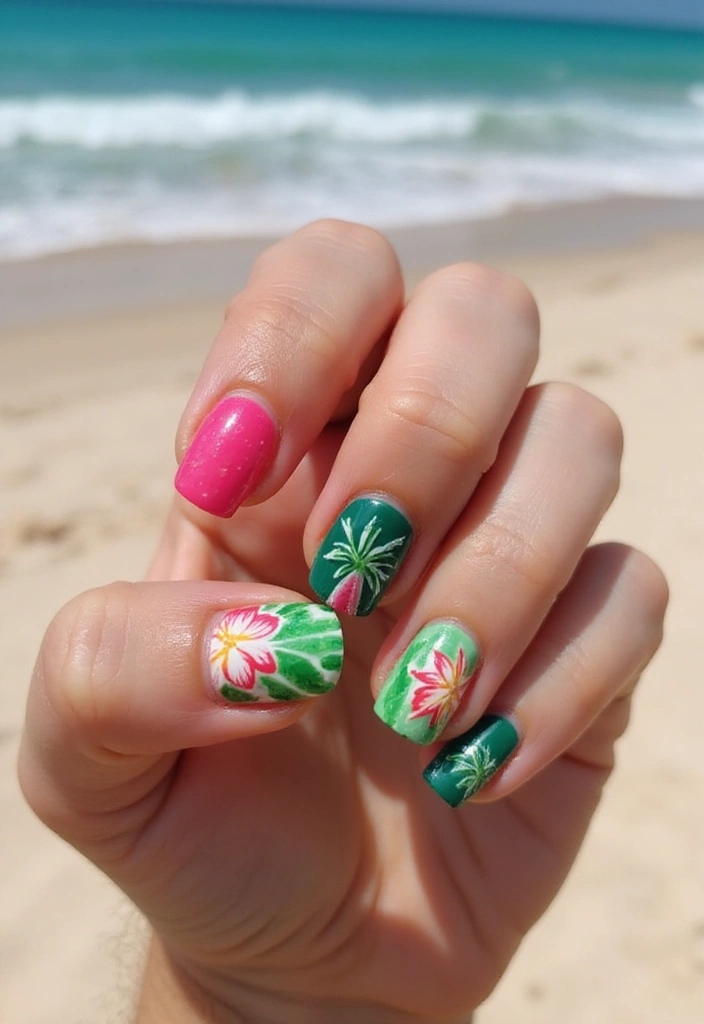 20 Vibrant Spring Nail Ideas That’ll Make You Smile All Season Long! - 5. Tropical Vibes