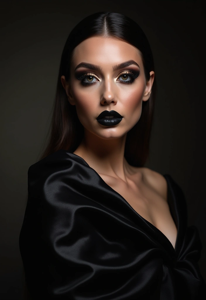 11 Jaw-Dropping Dark Siren Makeup Looks That Will Haunt Your Feed (No Mermaid Tail Needed!) - 5. Siren of the Shadows: Dramatic Black & Metallic