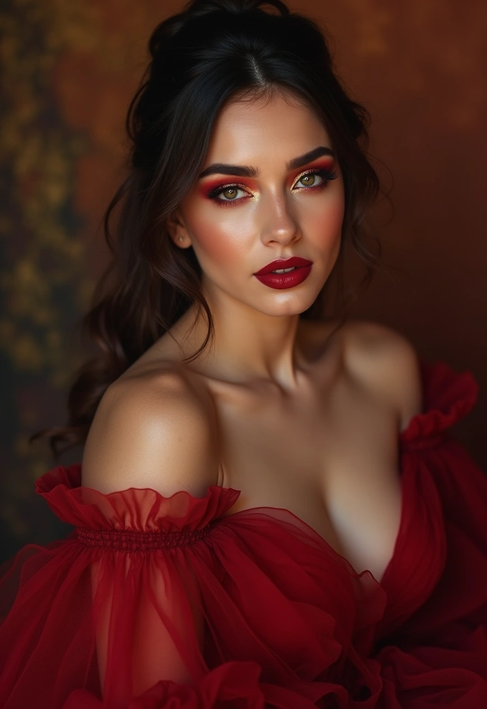 11 Jaw-Dropping Dark Siren Makeup Looks That Will Haunt Your Feed (No Mermaid Tail Needed!) - 8. Mystical Depths: Deep Red and Gold