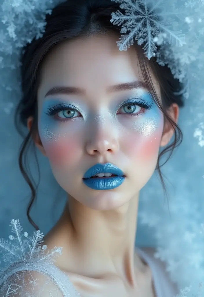 11 Jaw-Dropping Dark Siren Makeup Looks That Will Haunt Your Feed (No Mermaid Tail Needed!) - 9. Frosted Siren: Icy Blues and Whites