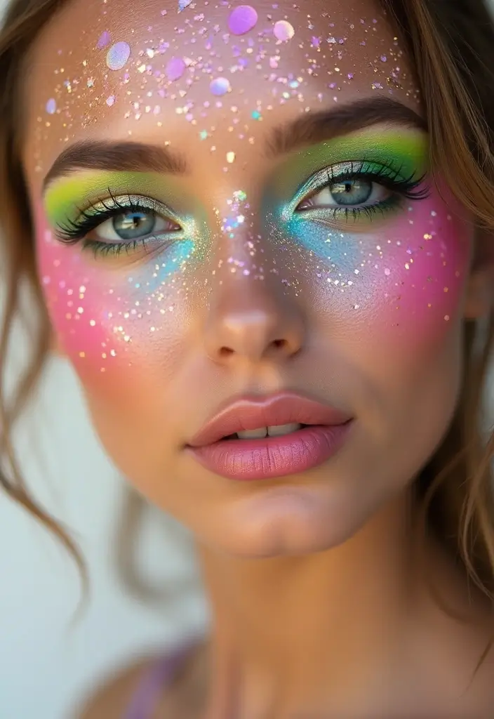 14 Festival-Ready New Wave Makeup Ideas That Look UV-Beautiful (#9 Is a Glow Bomb!) - 1. Neon Fairy Vibes