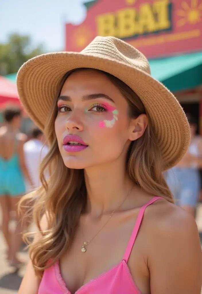 14 Festival-Ready New Wave Makeup Ideas That Look UV-Beautiful (#9 Is a Glow Bomb!) - 10. Sweet Candy Lips