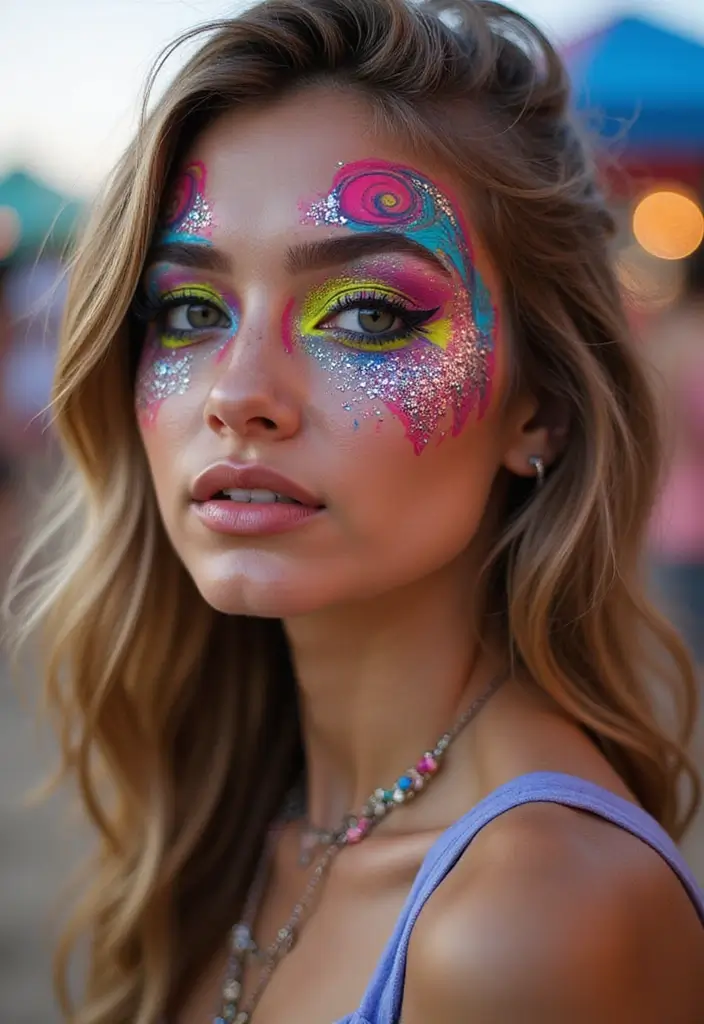 14 Festival-Ready New Wave Makeup Ideas That Look UV-Beautiful (#9 Is a Glow Bomb!) - 11. Psychedelic Eye Creations