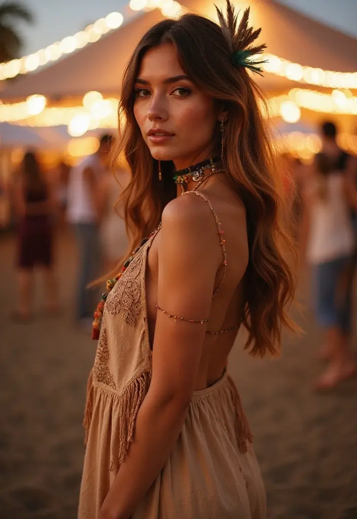 14 Festival-Ready New Wave Makeup Ideas That Look UV-Beautiful (#9 Is a Glow Bomb!) - 12. Boho Chic Accents