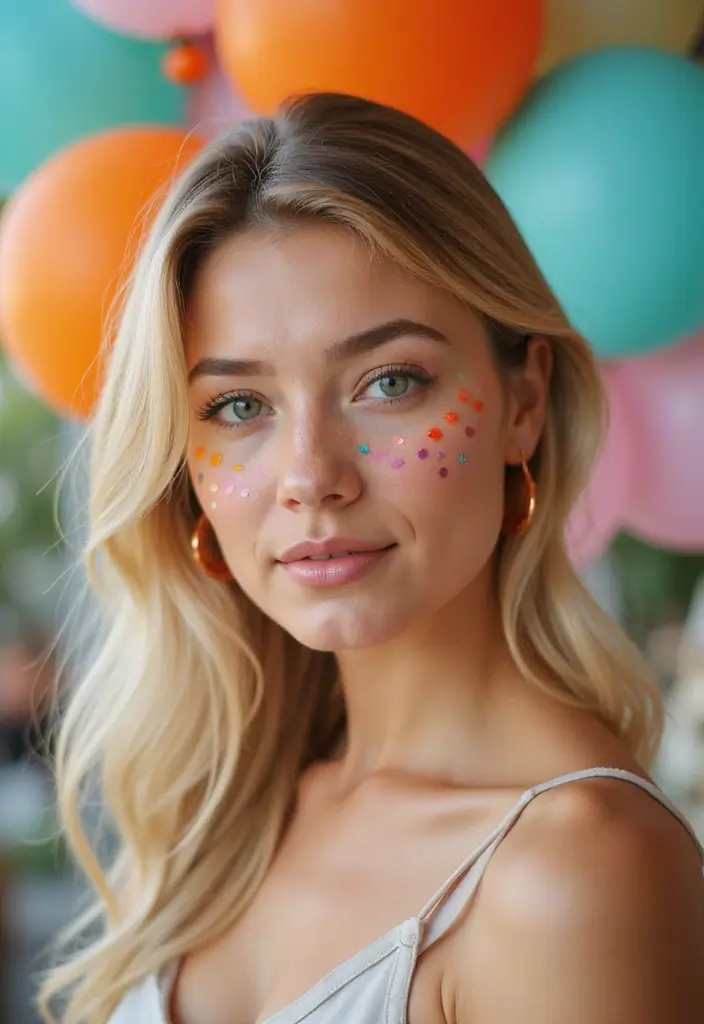 14 Festival-Ready New Wave Makeup Ideas That Look UV-Beautiful (#9 Is a Glow Bomb!) - 13. Colorful Freckles