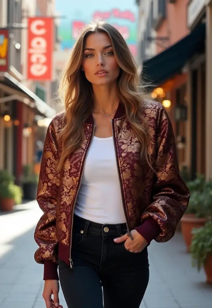 14 Rococo Outfit Looks to Wear on the Street with a Modern Twist (Runway to Real Life!) - 11. The Brocade Bomber