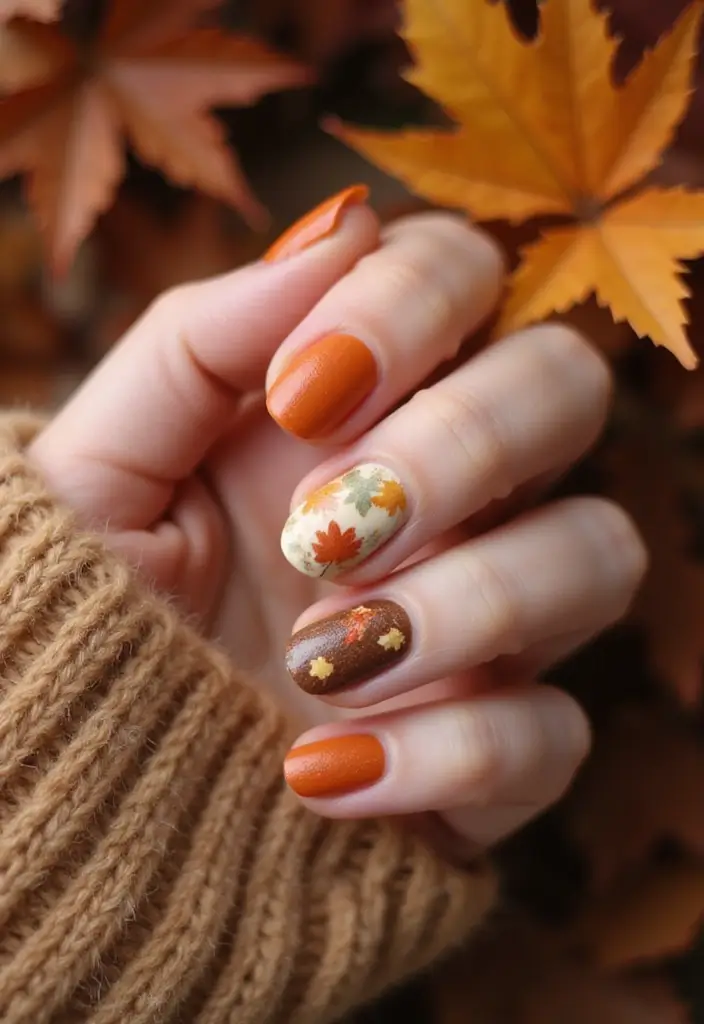 15 Fall Nails That Nail Autumn Color Palettes: Burgundy, Mustard, and Olive Vibes (You Won't Believe #7!) - 14. Pumpkin Spice Latte Inspired