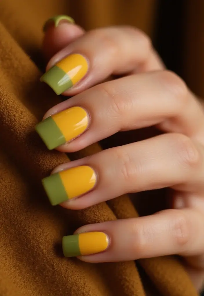 15 Fall Nails That Nail Autumn Color Palettes: Burgundy, Mustard, and Olive Vibes (You Won't Believe #7!) - 5. Mustard and Olive French Tips