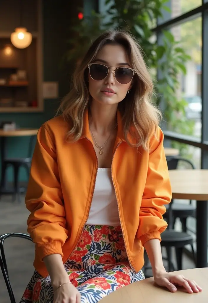 17 Street Style Fall Outfits That Slay the City (Edgy Vibes and City Chic Looks!) - 16. Sports Jacket & High-Waisted Skirt
