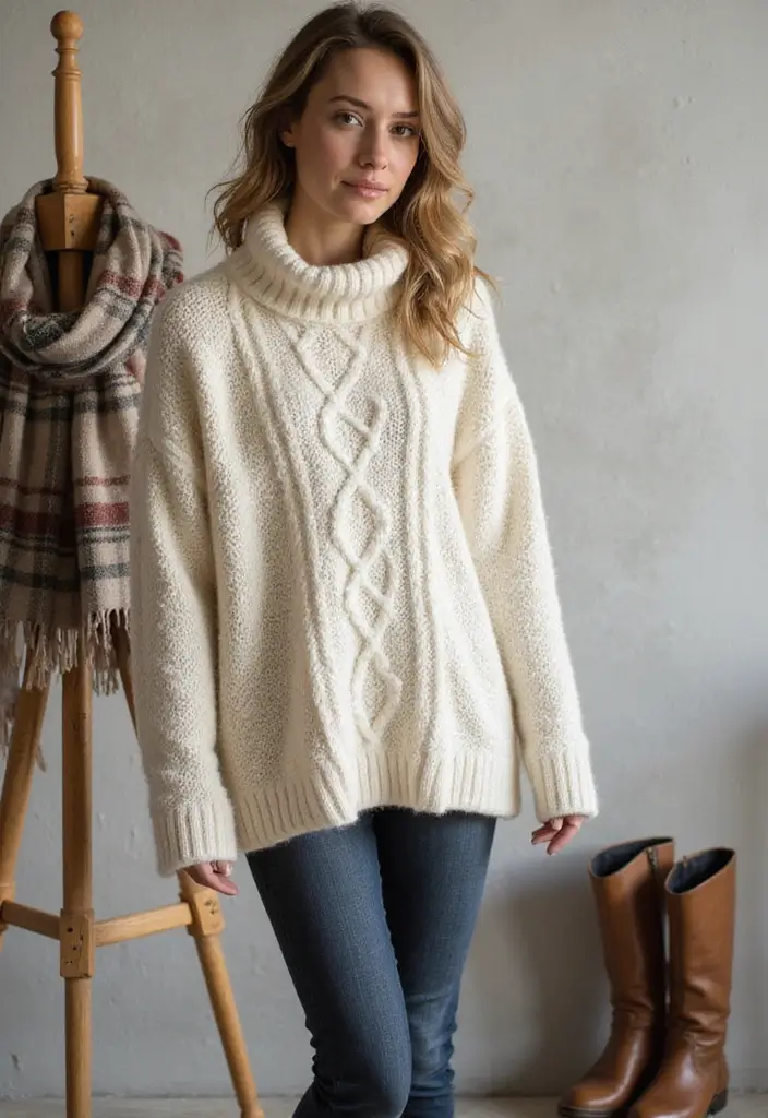 9 Comfortable Yet Chic Cable Knit Sweaters Every Mom Needs (Trust Us, #2 Is a Game-Changer!) - 1. The Classic Cream Cable Knit