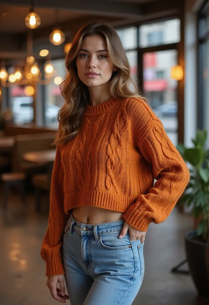 9 Comfortable Yet Chic Cable Knit Sweaters Every Mom Needs (Trust Us, #2 Is a Game-Changer!) - 6. The Cropped Trend