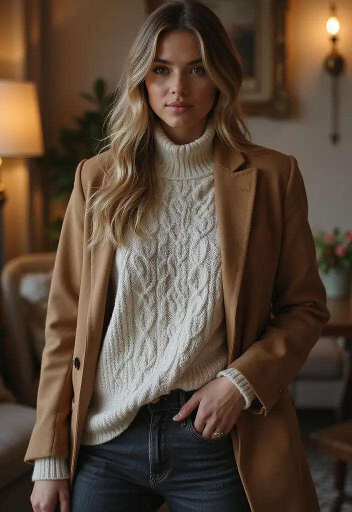 9 Comfortable Yet Chic Cable Knit Sweaters Every Mom Needs (Trust Us, #2 Is a Game-Changer!) - 9. The Layered Look